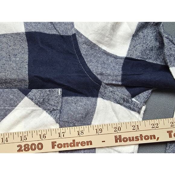 Natural Reflections Womens Large Soft Flannel Shirt Blue White Plaid - Picture 5 of 6